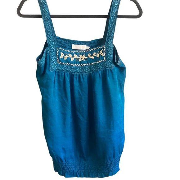 MM Couture Teal Embroidered Silk Tank/Top. Size Medium - Picture 1 of 7